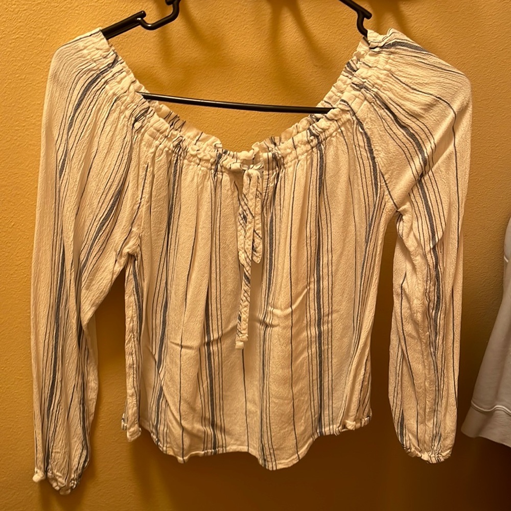 Off the Shoulder Striped Shirt